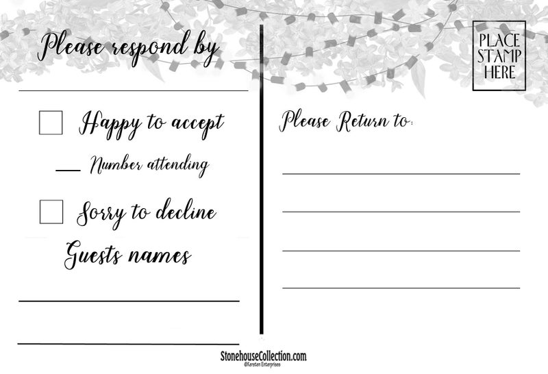 Stonehouse Collection | RSVP Postcards - Rustic Wood and Flowers | 40 Great For Weddings, Baby Showers, Birthdays, Graduations, etc. | Reply in Style | (Purple Rustic) - Image 4